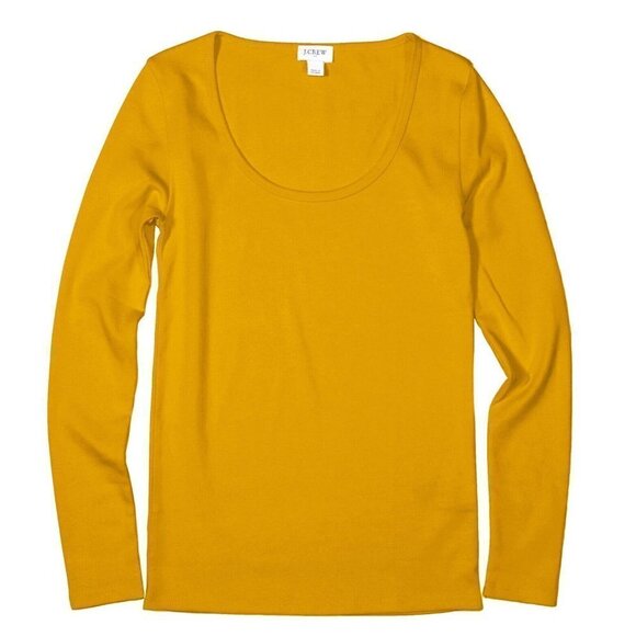 J Crew Factory Long Sleeve Fine Rib Scoop Neck Tee XS NWT - Picture 2 of 7